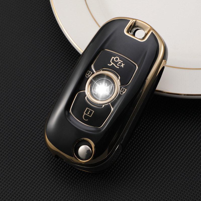 Premium Gold-Edged Key Case for Buick Verano, GL6, Encore GX, Excelle - Foldable Car Key Bag