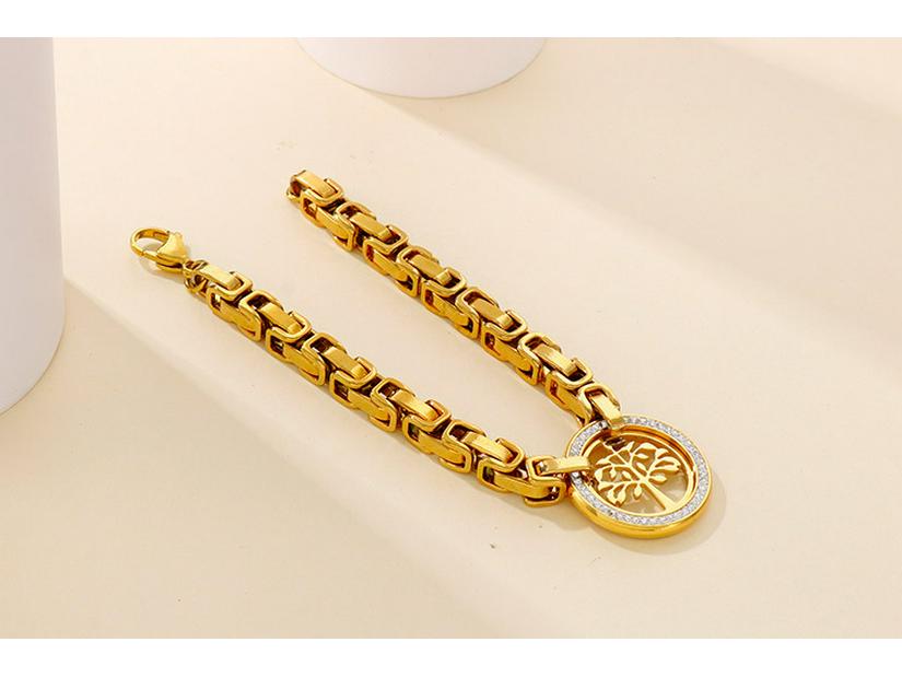 Kalen European-American Tree of Life Titanium Steel Diamond Bracelet for Women