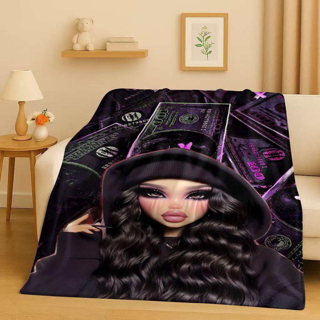 New Cartoon Bratz Doll Girl Flannel Blanket,Ultra Soft Warm Plush Throw for Home Bedroom Bed Sofa Cover Office Gift Kids Picnic