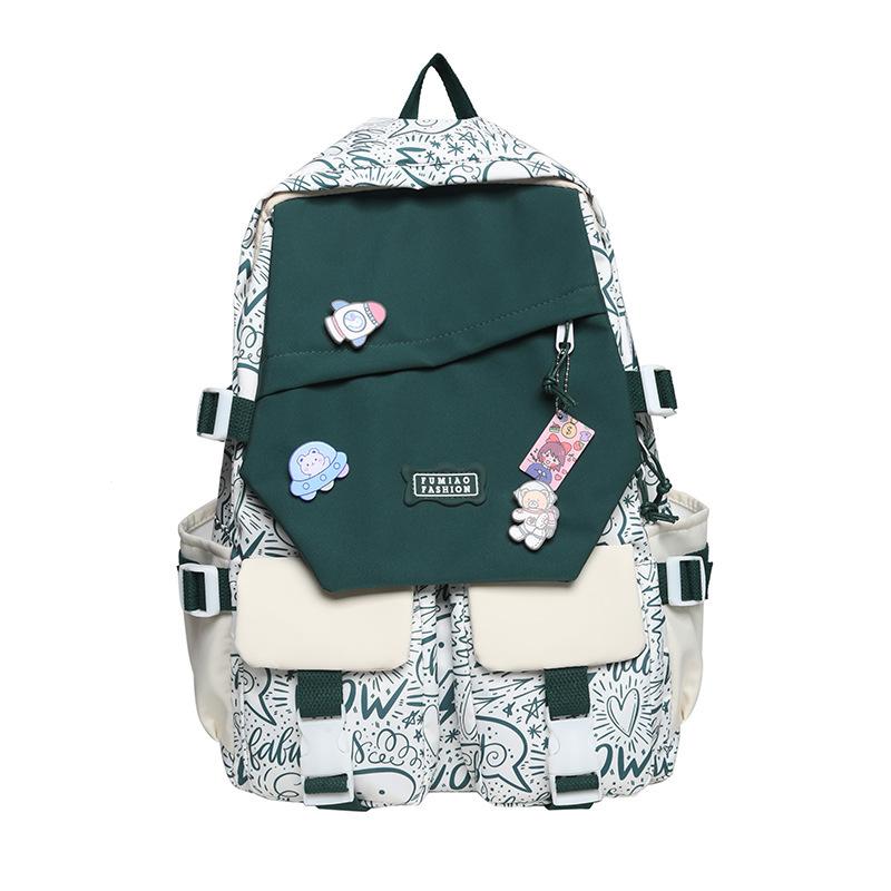 Fashion and Popular Plaid Large-capacity Korean Version Ins Tide Brand Personalized Contrasting Color High School Student Backpack Japanese Schoolbag