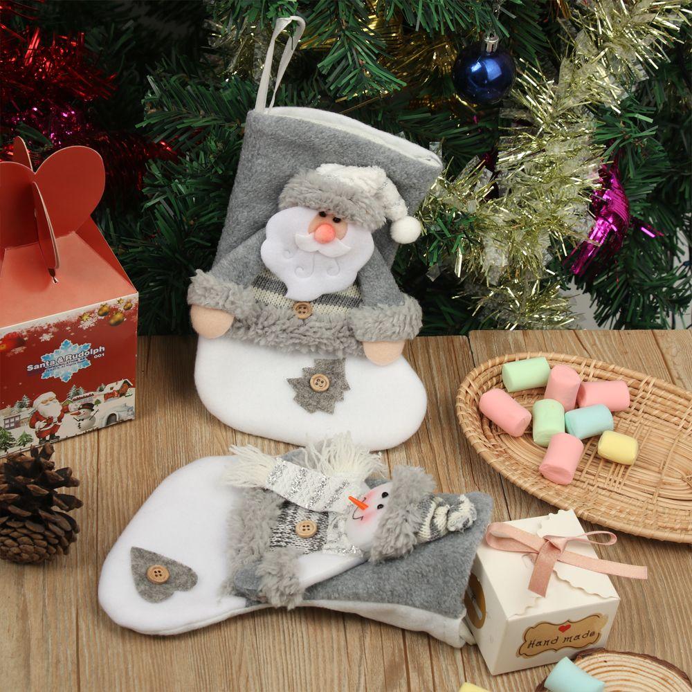 Tree Ornament Party Supplies Santa Claus Candy Bag Christmas Stockings Hanging Socks Present Pocket