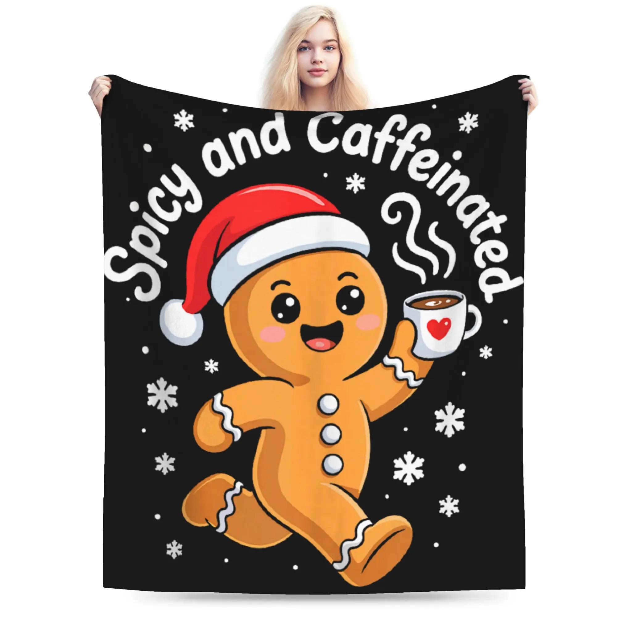 

Spicy and Caffeinated Christmas Blanket Super Soft Throw for Winter Bed Couch Child Street Trend Bedspread 40x50inch 101x127cm