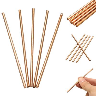 5 Adet Katı Yuvarlak Bakır Çubuk 3mm Çap 300mm Uzunluk Metal Çubuk Çubuk
