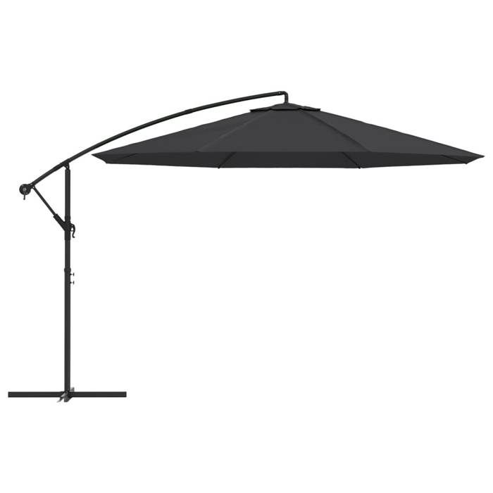 Parasol Déporté - VIDAXL - 350x268 cm - Aluminium - Noir - Mécanisme Manuel