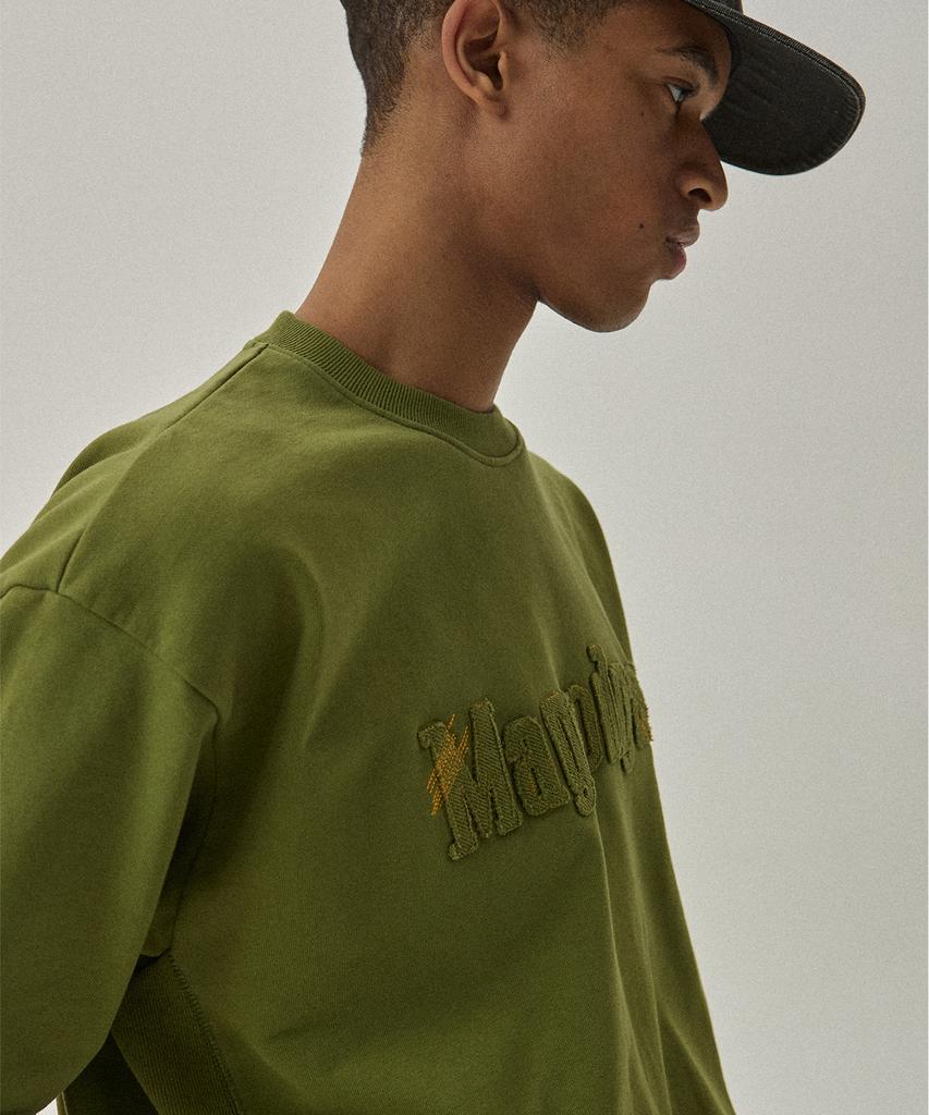 MAGOODGAN Akarit 3324 Logo Applique Olive Khaki Sweatshirt