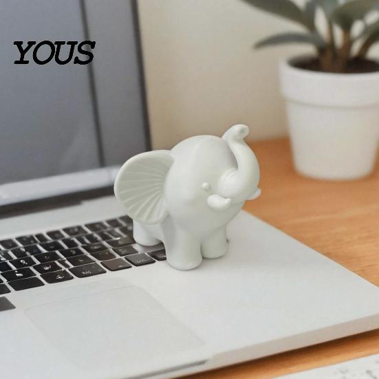 Figurine Decor Mini Elephant Figurine, 3D Printed Cute Animal Desktop Sculpture Decoration, Small Tabletop Ornament for Home Office Surface Model