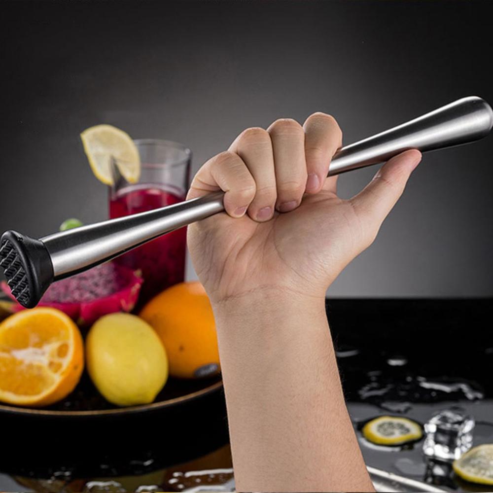 Mojito Drink Kitchen Stainless Steel DIY Long Cocktail Muddler Juice Stirrer Ice Crusher Masher