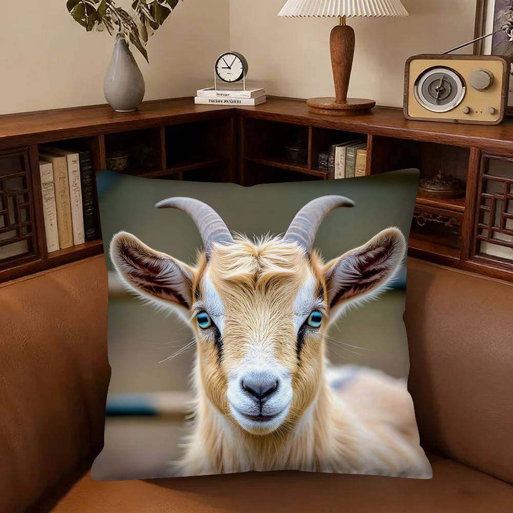 Goat Face Pillow Case Fashion Square Pillowcase Bedroom Sofa Room Ins Decoration Leisure
