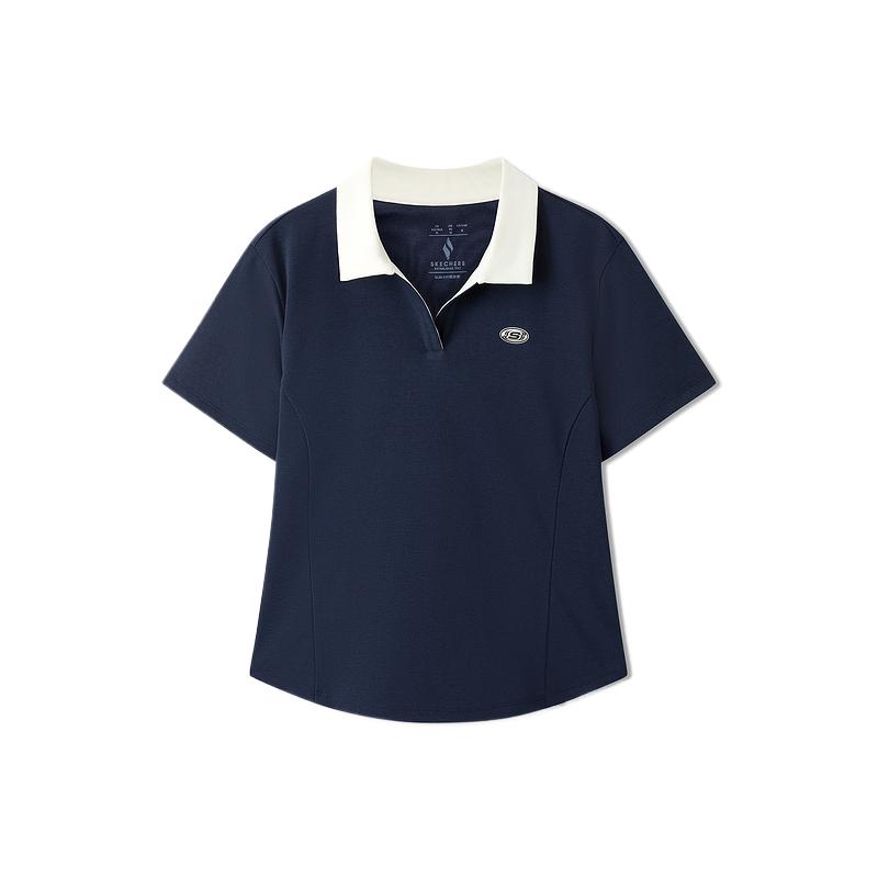 Skechers Elastic Comfortable Soft Polo Shirt Women tops L126W028-002Z S