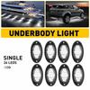8Pods White LED Rock Lights Underbody Wheel Light For JEEP Offroad Truck ATV UTV
