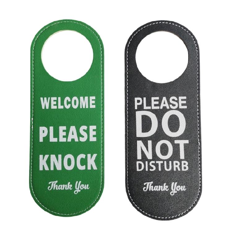 Reuseable PU Leather Double Sided Office Door Sign For Meeting Room Privacy Do Not Disturb Knock Please Hanging Sign