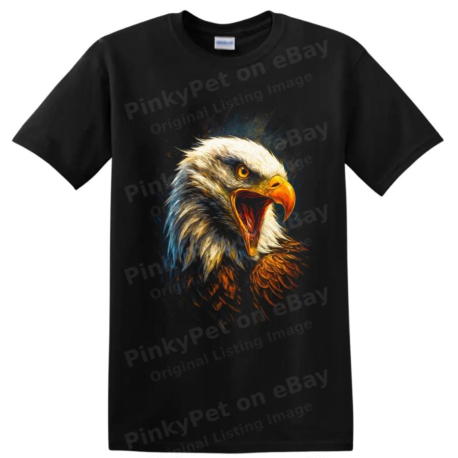 Bald Eagle T Shirt Realistic Roaring Bird Wildlife Art Patriotic Graphic Tee