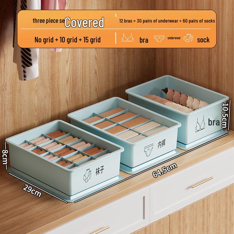 Underwear & Sock Storage Organizer - 3-in-1 Compartment Box for Wardrobe & Dorm