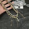 Fashion Trend Accessories Irregular Hand-Beaded Love Fringe Serpentine Pendant Mix Necklace Stainless Steel Jewelry
