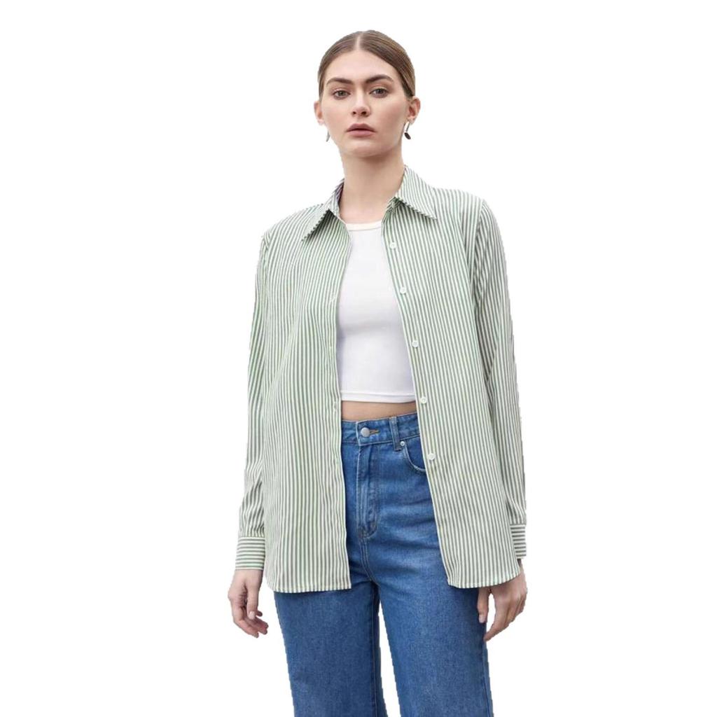 2025 Women's Striped Long-Sleeve Single-Breasted Casual Fashion Shirt