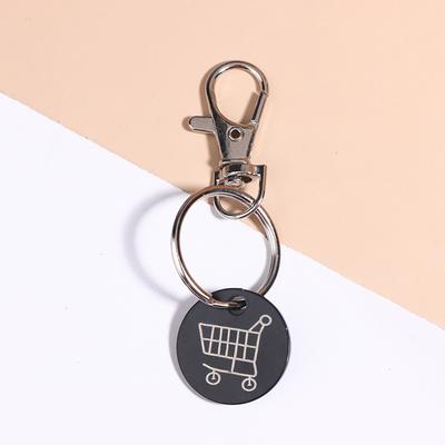 Shopping Trolley Tokens Key Ring With Carabiner Hook Mini Metal Supermarket Cart Remover Coin Label Keychain For Unisex