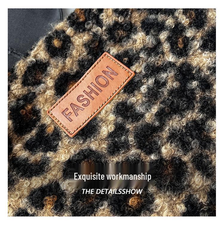 Autumn/Winter 2025 Korean Style Leopard Print Plush Tote Bag - Versatile Shoulder & Crossbody for Women