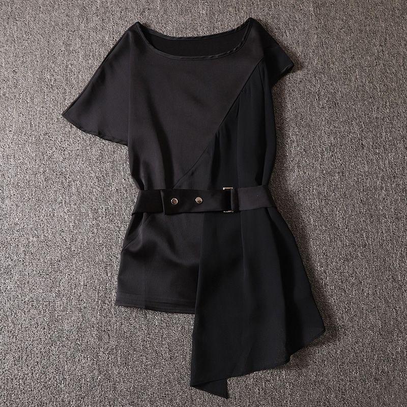 

Cool Top Irregular Loose Chiffon Blouse Black((E2-2)) S