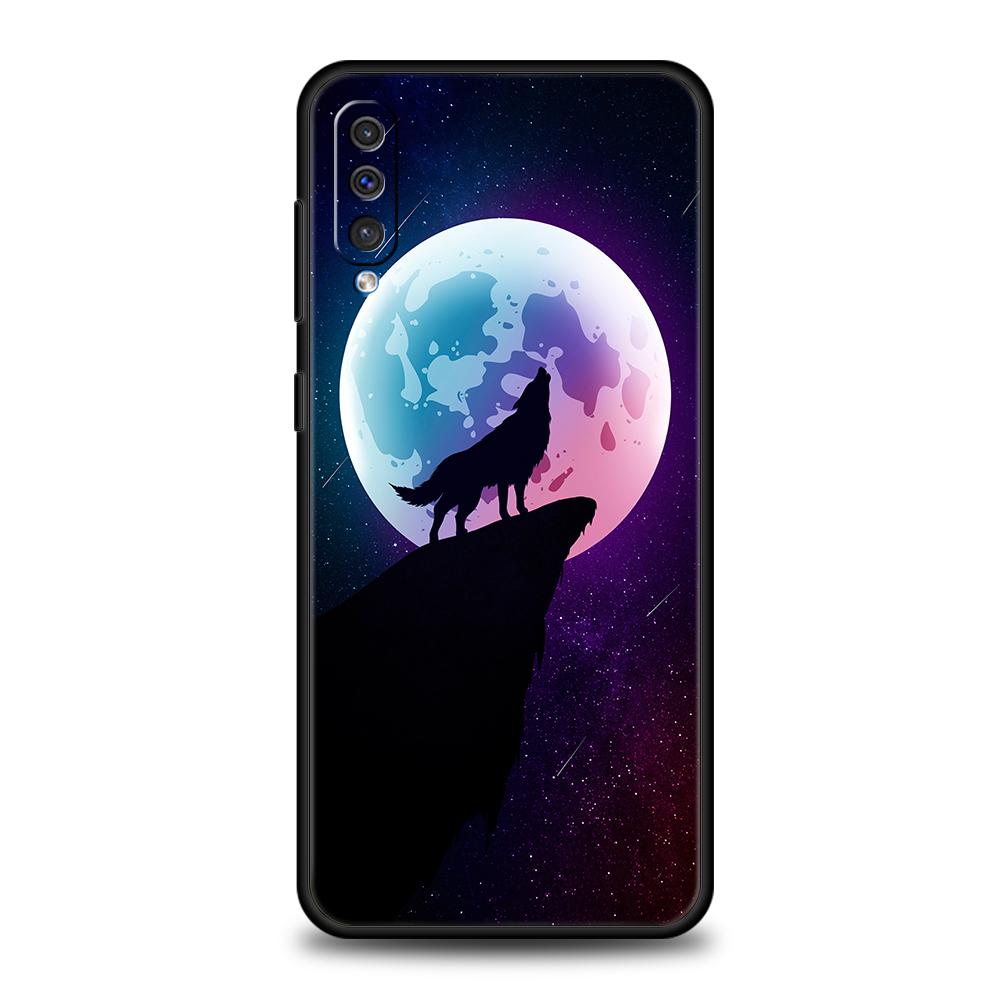 

Moon Roaring Wolf Phone Cover Case For Samsung Galaxy A12 A02 A03 A03S A52 A70 A50 A20 A10 A10S A40 4G Luxury Silicone Shell Bag Samsung A52