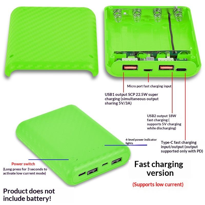 18650 DIY Power Bank Box Solderless Battery Charger Case Lightweight Detachable Battery Storage for Camping Hiking Trips