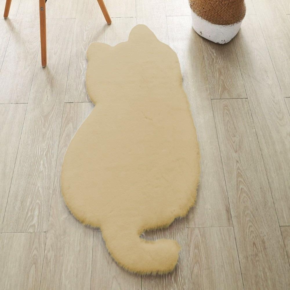 Прикроватный коврик Мультяшный ковер из искусственного кроличьего меха Мягкий однотонный ковер в форме кошки Декоративный пушистый ковер для гостиной
