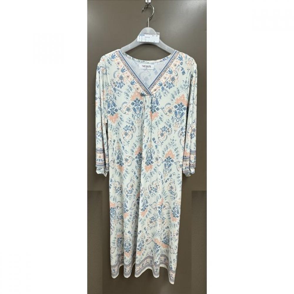 Venus Comfy Dress Pajamas With Elegant Border Print Vev125l creamy/100