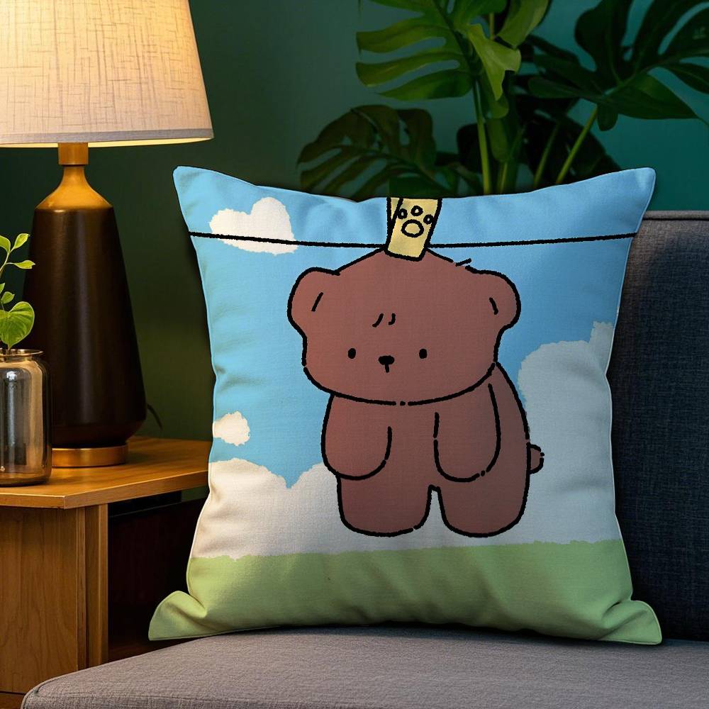 

Cute Restrained Animal Anime Kwaii Pillow Case Anti-dustmite Pillowcase Invisible zipper silky short plush Sofa cushion cover 12x12Inch