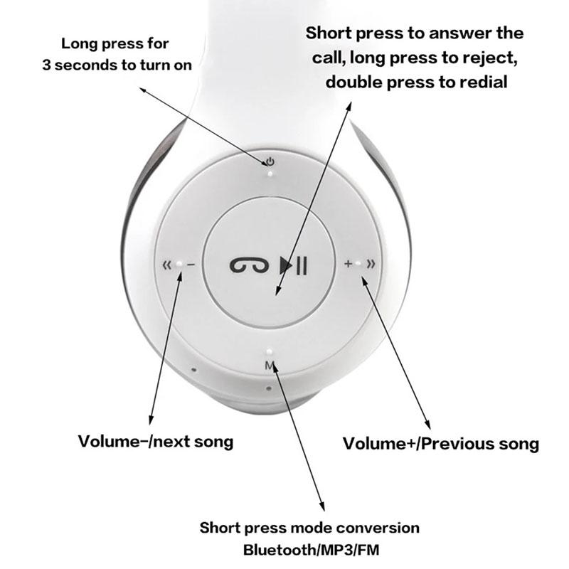 2025 Updated P47 Wireless Headphones Bluetooth 5.0 Earphones Foldable HIFI Stereo Bass for Music Gaming Kid Girl Earphone for iPhone