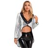 Womens Halloween Magician Dress Suit Circus Tailcoat Jacket Sparkle Sequin Blazers Tuxedo Outerwear Dress Up Costumes