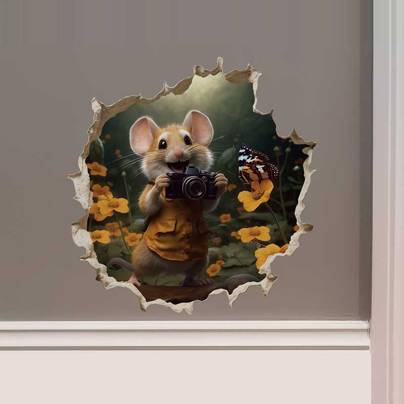 It's a Girl Mouse in Mouse Hole Decal - Dance Baby Shower Gift Wall Sticker Mouse Decor Waterproof Decals Stickers M452