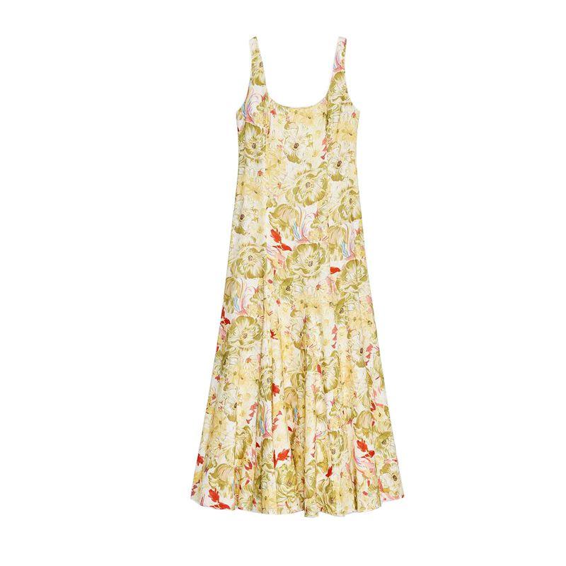 

Summer New Product Women s Clothes French Square Collar Wide Shoulder Strap A- line Hem Print Length Dress 3292175 Print L