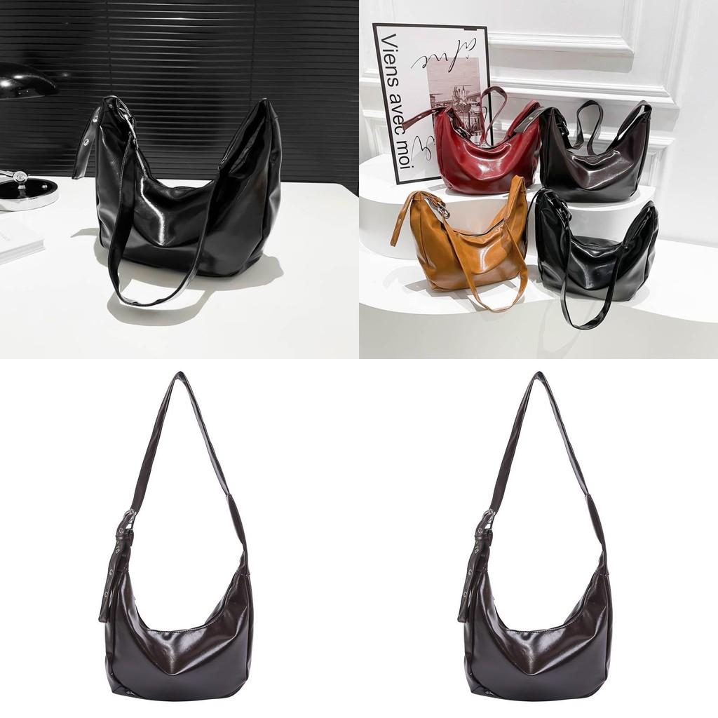 Fashionable Vintage Dumpling Bag For Women Stylish Large Capacity Shoulder Bag In Black Red Brown And Coffee Colors