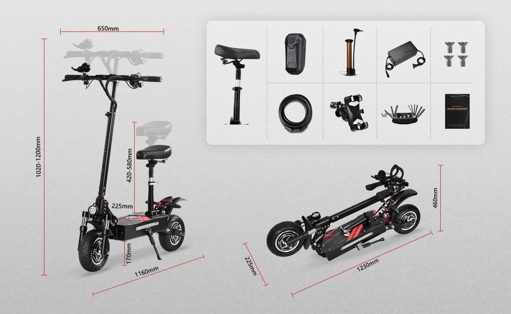 BOYUEDA Q7 PRO Off-road Electric Scooter 2*1600W Motor 52V19Ah Battery Max Speed 70km/h Max Range 60km