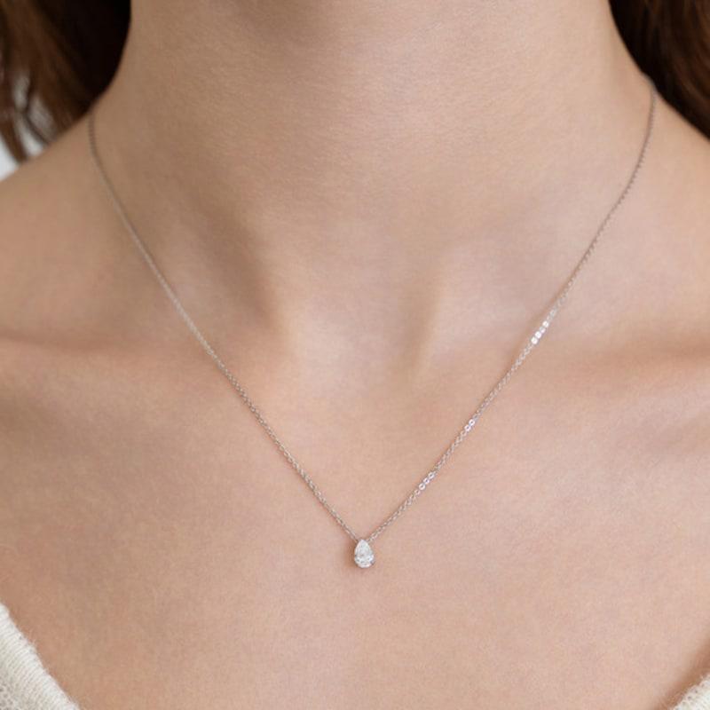 

TATIANA (925 Silver) Drop-Cut Moissanite Necklace DN0006 Original Rhodium