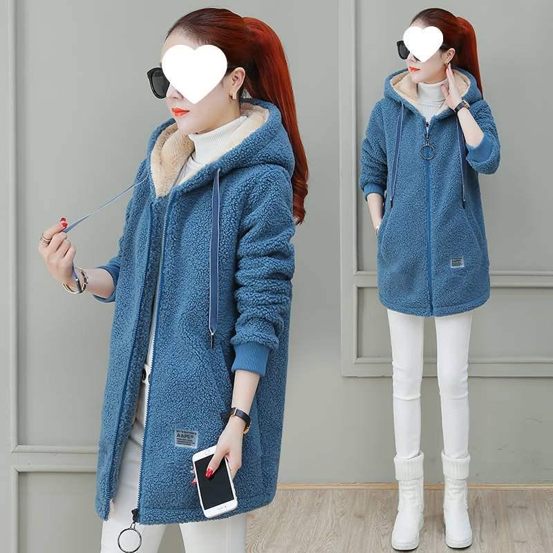 Women's Plus Size Faux Lambswool Mid-Length Cardigan - Velvet, Thick, Loose Fit, Autumn/Winter 2025 Korean Style.