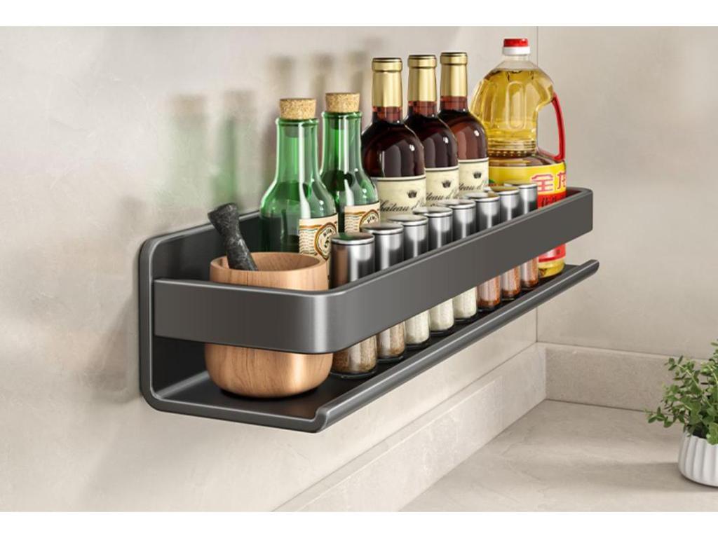 Portaspezie da Parete Color Antracite - Scaffali da Cucina Senza Foratura