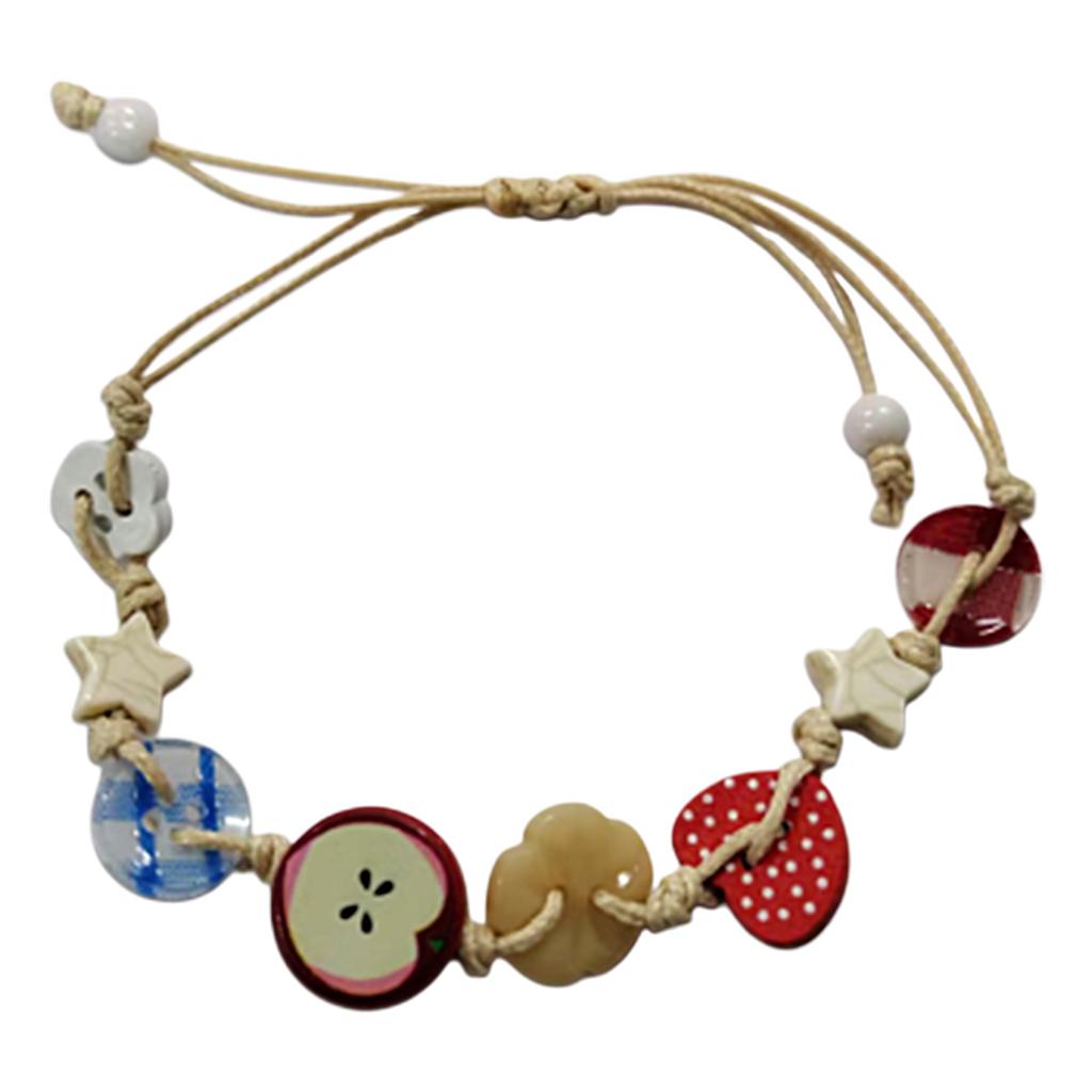Lovely Apples Charm Bracelet for Girls with Brown Cord Fun and Stylish Accessory for Trendy Women Ladies Daily Use
