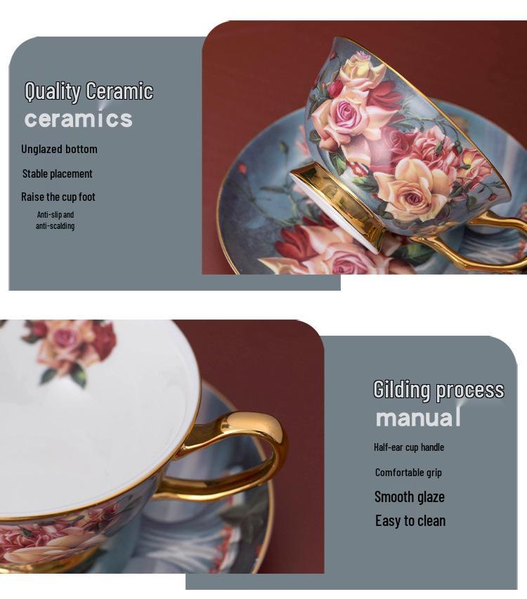 Exquisite English Rose Teapot & Coffee Cup Set for Afternoon Tea