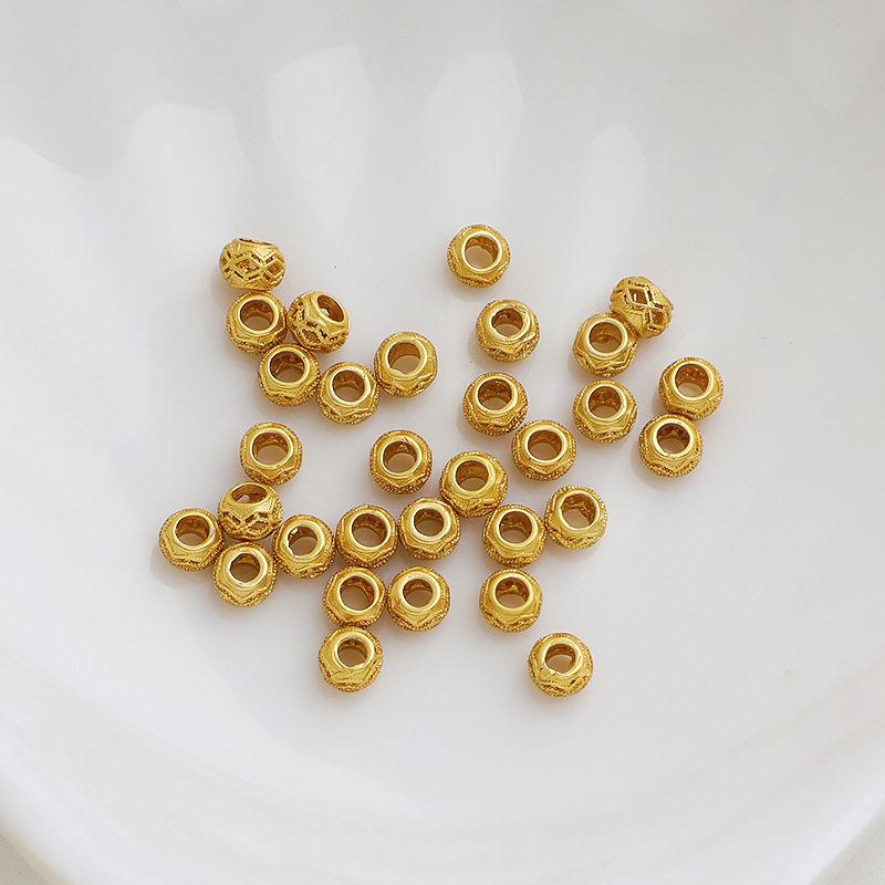 Gold-Plated Hollow Lace Spacer Beads, 5mm, Large Hole for DIY Jewelry Crafting