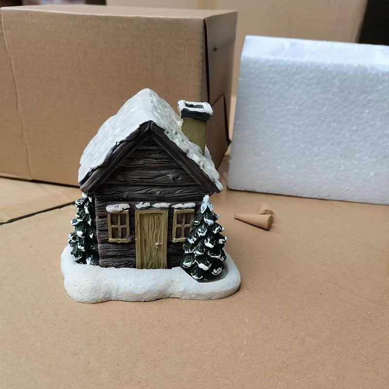 1pcs Christmas Chimney Resin Snow Winter Cottage Incense Burner Ornaments Best Christmas Gift
