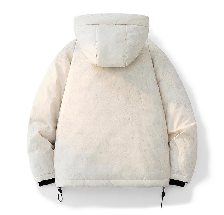 Men's Tie-Dye White Duck Down Jacket - Winter Warmth, Thick & Versatile, Plus Size Loose Casual Outerwear
