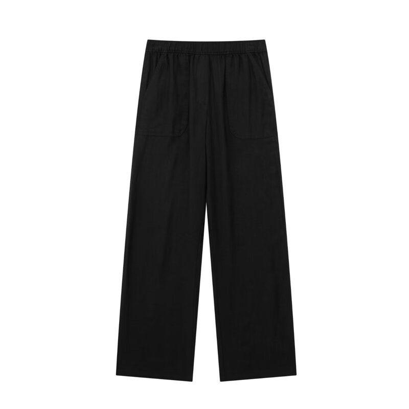 

Fashion Style Summer New Arrival Fashion Women s Fashion Clothing Loose Mid Waist Easiest for Match Linen Wide Leg Pants 8372140 711 Black XS