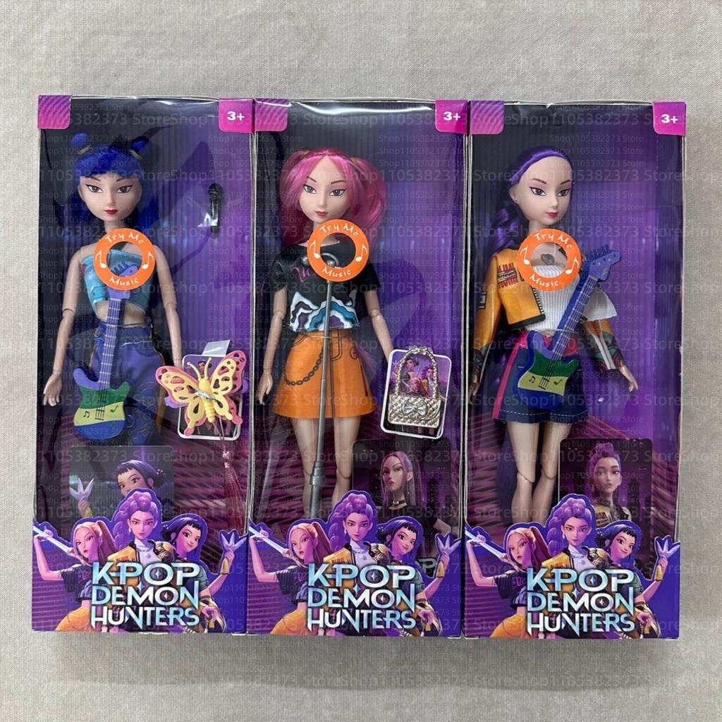 Kpop Rumi Mira Zoey Vinyl Doll Anime Hunters Girl 11 Inch Articulated With Theme Music Cute Toy 3Pcs Set Gift For Kids Girl Fans