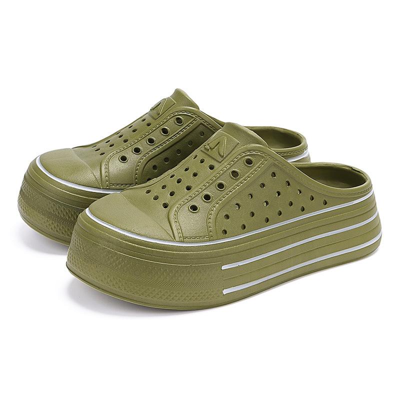 

Радужные туфли с дырками женские летние увеличивающие рост толстоподошвенные туфли с дырками полые с круглым носком дышащие с мягкой подошвой для улицы пляжные полушлепки 40/41