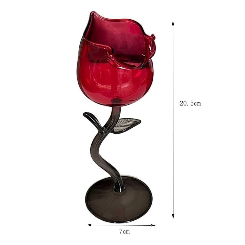 French Rose Wine Glass Red Wine Cup Candle Holder Rose Goblet  Art Crafts