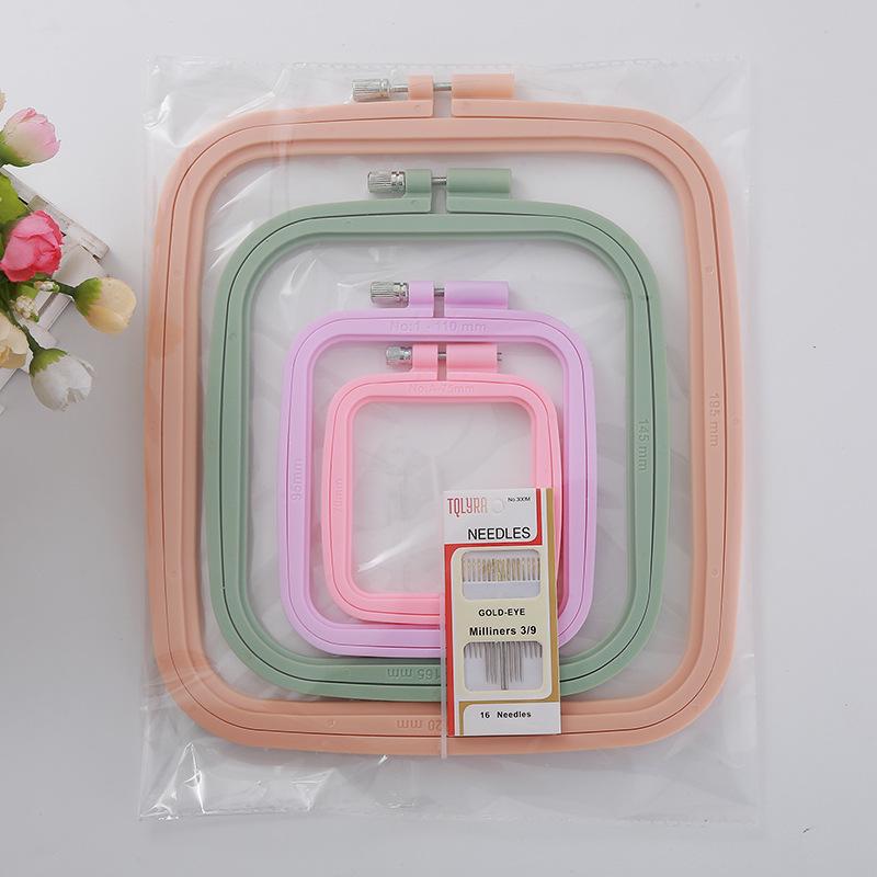 Set di Telaio per Ricamo Quadrato Off-White Colore Caramella ABS - Varie Misure