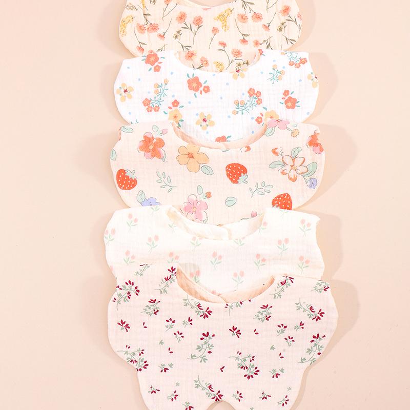

5pcs Korean Style Newborn Baby Cotton Bibs Floral Pastoral Type Baby Burp Bandana Scarf Boys Girls Cloths Saliva Towel