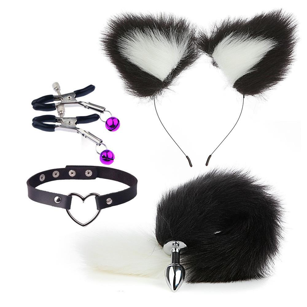 Erotic Ear Hairpin Vestibule Anal Plug Female Utensils Sex Toys Sm Metal Erotic Set Foxtail Four Sets
