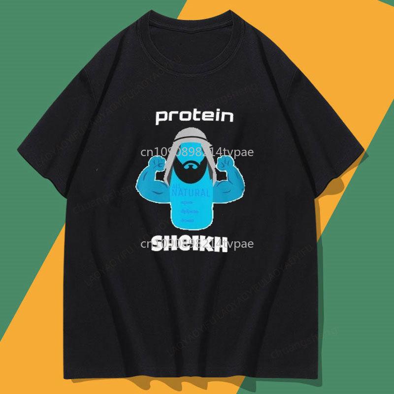 

Camiseta Protein Sheikh Muslim Gym Apparel T-Shirt Unisex Women Cheap Material Polyester Summer Vintage Classic Sport tee Tops 4XL