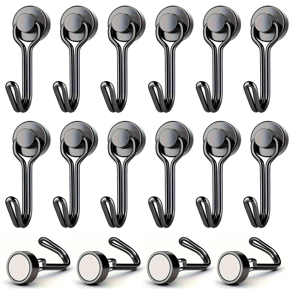 Strong Magnetic Hooks with Rotating Head - Fashionable Metal Wall Mount Hooks, Painted Finish, Adjustable and Multifunctional